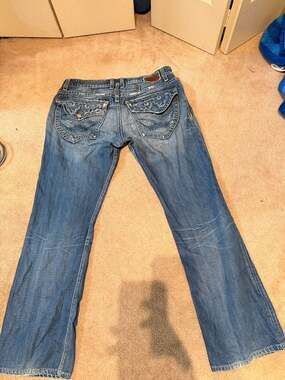 Robin's Jean Men's Studded Wing Embroidered Bootcut Denim Jeans